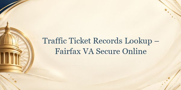 Traffic Ticket Records Lookup – Fairfax VA Secure Online